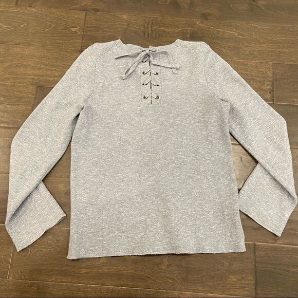 Madewell Gray Crew Neck Sweater Tied Back Detail size S - Picture 2 of 6